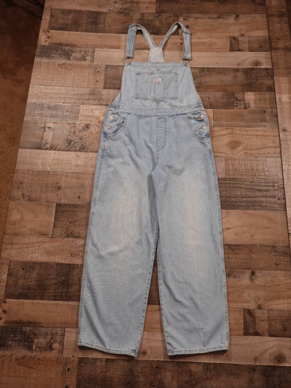 Levi’s Two Horse Brand Overalls Women’s Large Light Wash Denim Bib Y2K